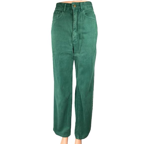 Clemence Women's Green High Waist Straight Wide Leg Denim Jeans Pants Size 10 - Picture 1 of 5